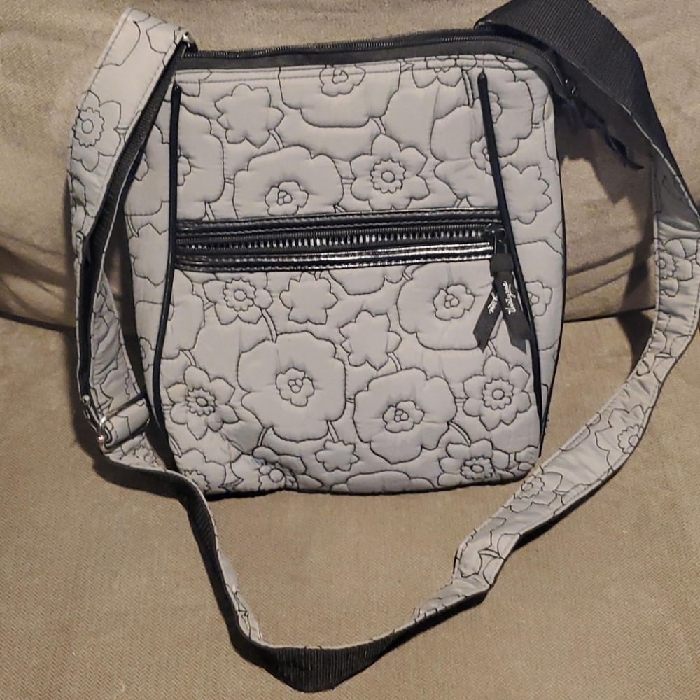 Thirty One grey and black crossbody purse